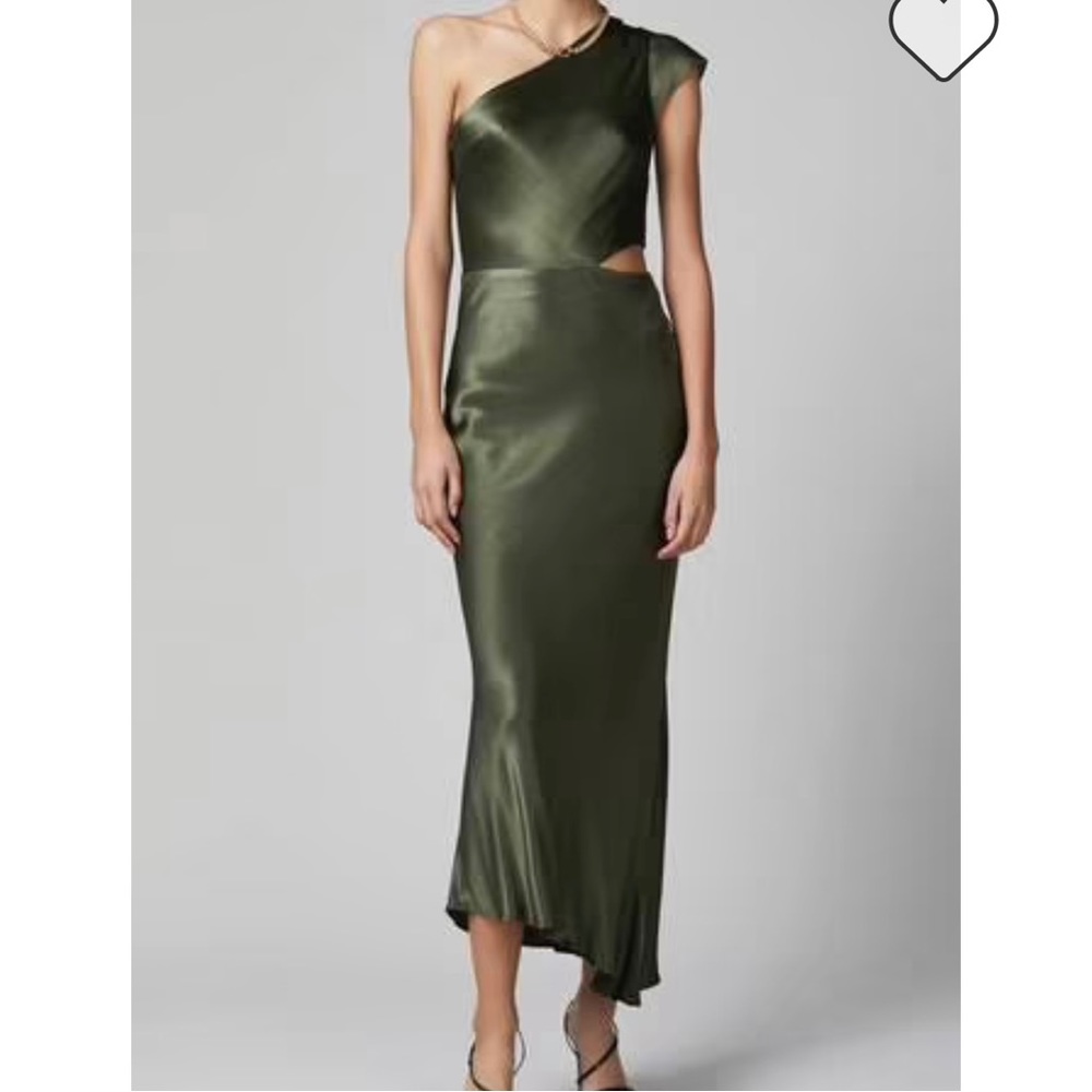 NWT BEC & BRIDGE DELPHINE ASYMMETRIC MIDI DRESS IN FERN US 2